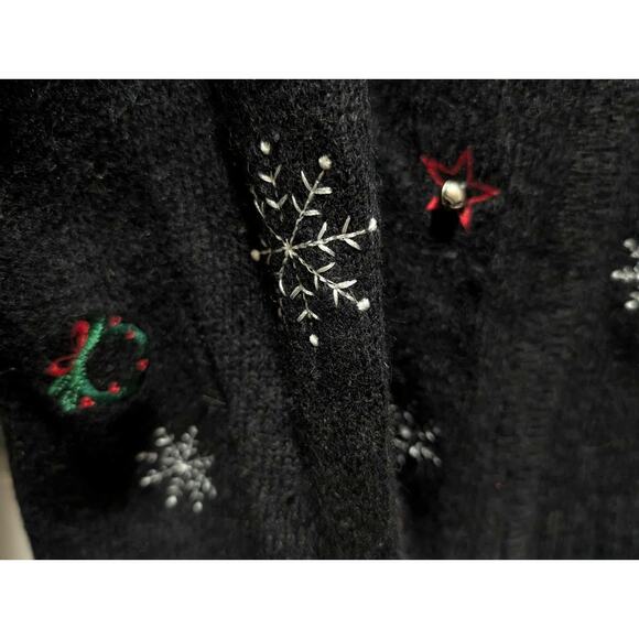 Studio Works Christmas Sweater Womens M Embroidered Embellished Holiday Cardigan - Picture 4 of 8